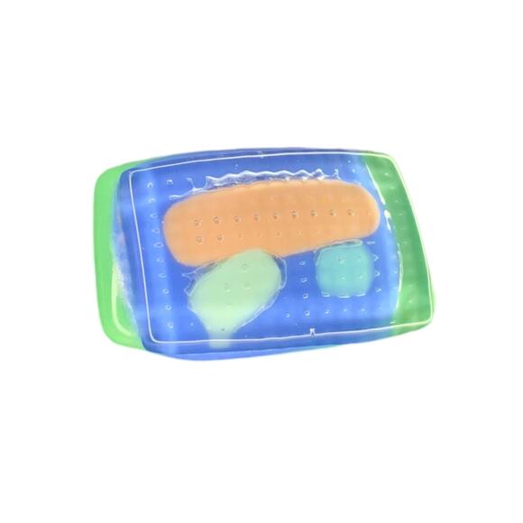 Vintage 1980s Handmade Funky Artsy Resin Brooch Geometric 1" x 1.7" - Picture 2 of 10